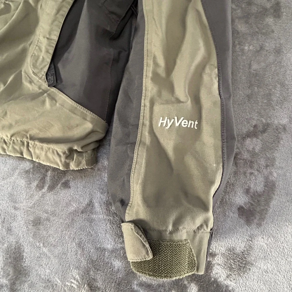 Vintage The North Face HyVent Jacket Mens M Hooded Olive Black Fleece Lined